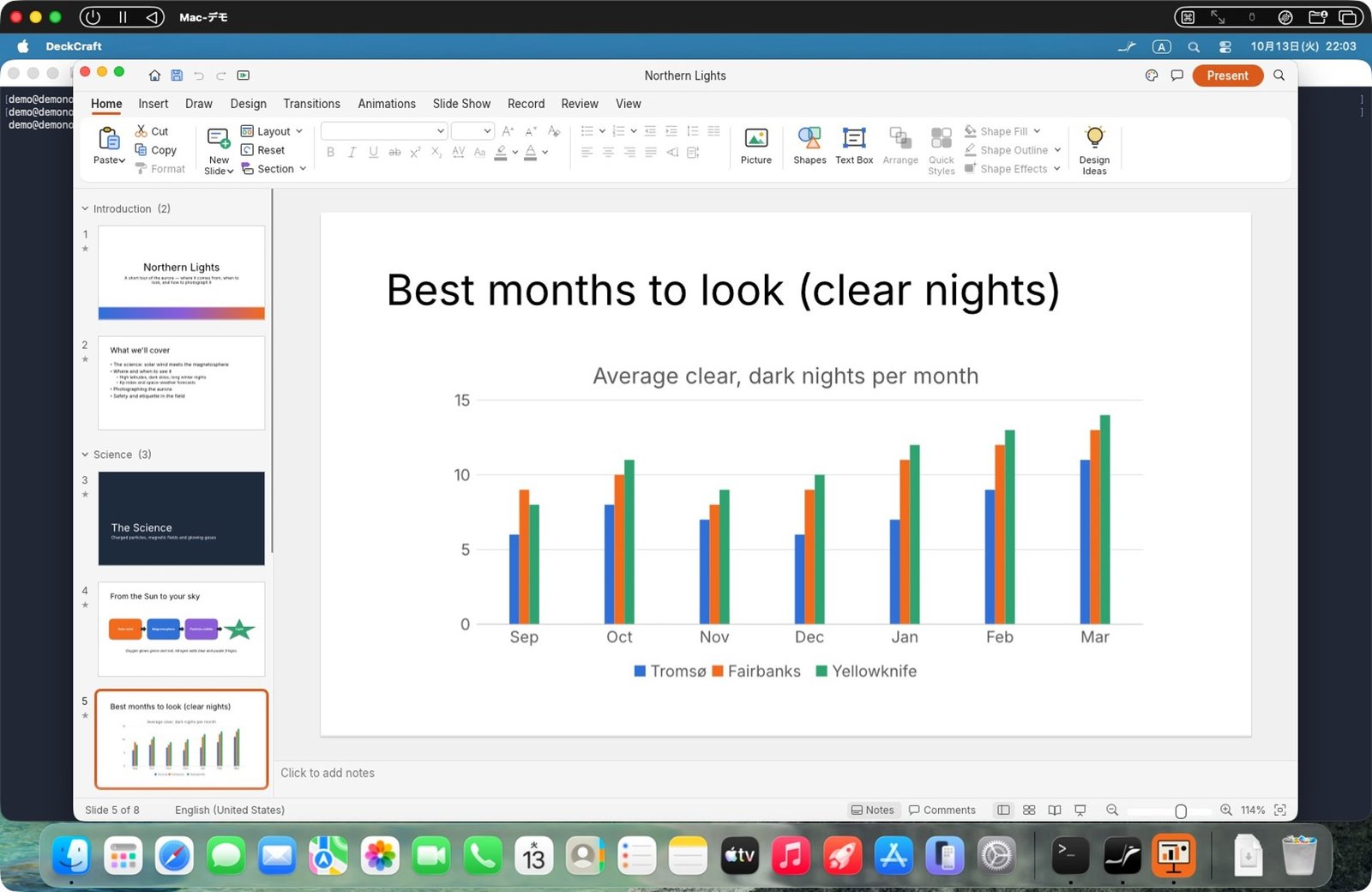 DeckCraft(PowerPoint の代わり):見本スライドはきれいに表示